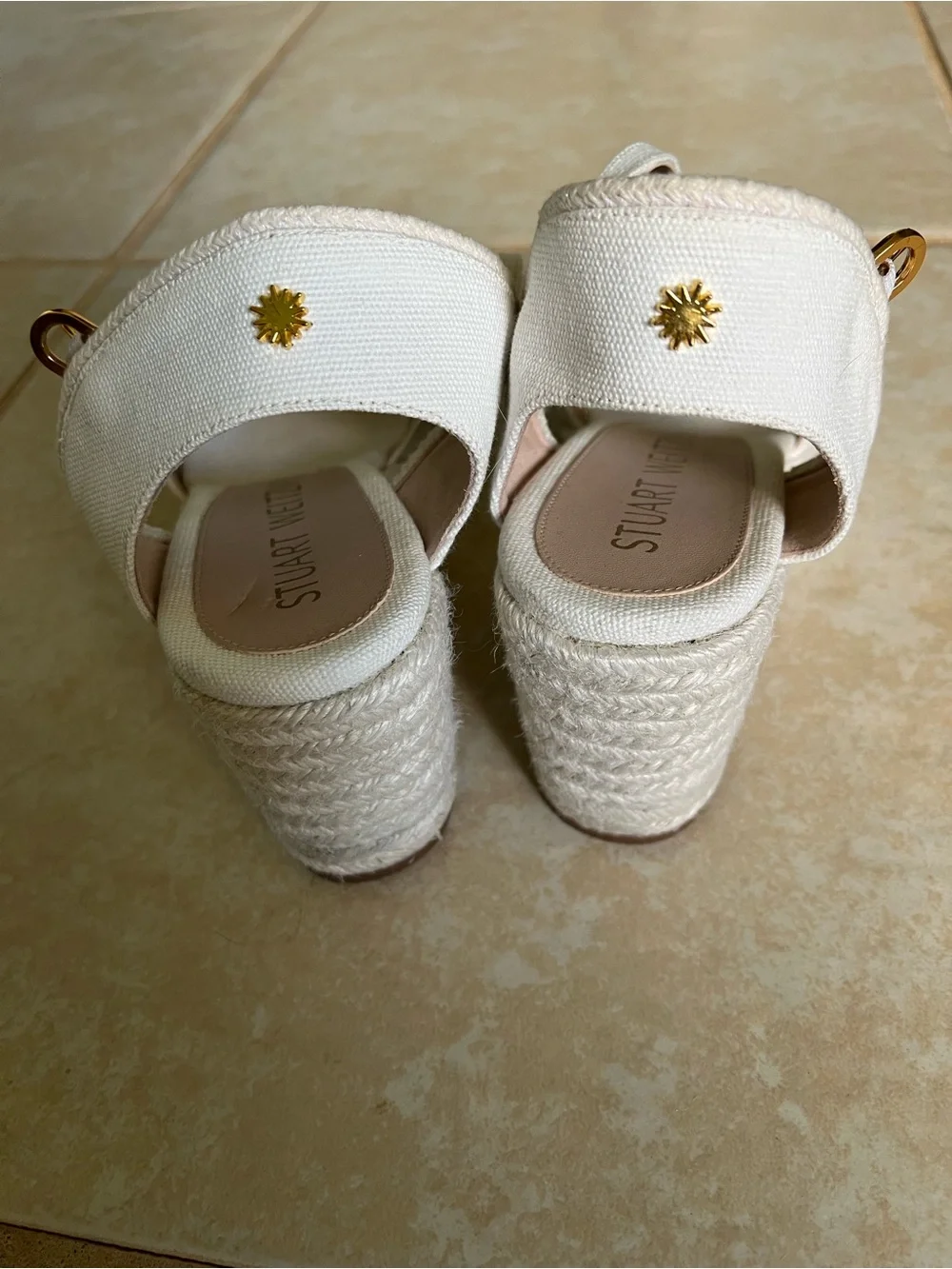Stuart Weitzman Mirela canvas espadrille wedge sandals